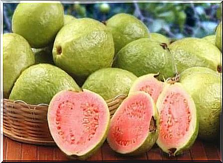 Guavas in a basket. 