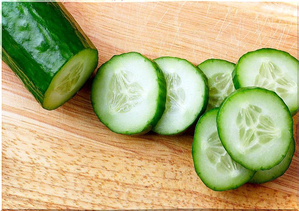 Healthy salad with cucumber.